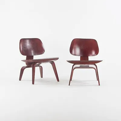 Pair Of C. 1953 Herman Miller Eames LCW Lounge Chair Wood Refinished Red Aniline • £3040.99