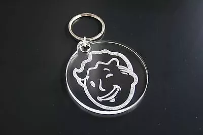 Laser Engraved Acrylic Keyring Vault-tec Vault Boy Face Fallout 3 4 NV • £3.50