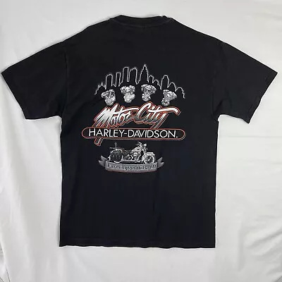 90s Vintage Harley Davidson Motor City T Shirt Size Medium Cotton Made In USA • $19.99