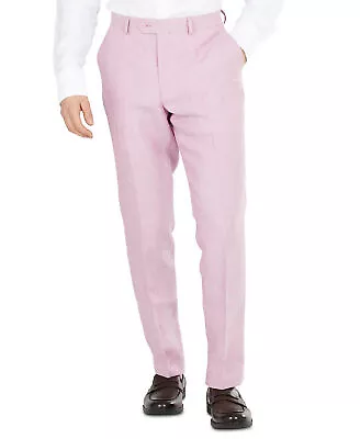 Bar III Men's Dress Pants Pink 29 X 30 Slim-Fit Linen Flat Pant • $15.83