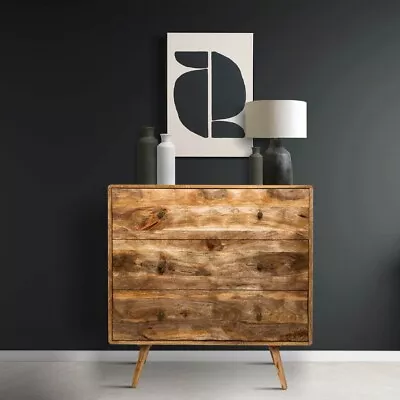 Solid Mango Wood Light Geo Chest Of Drawers New Indian Furniture  • £414.95