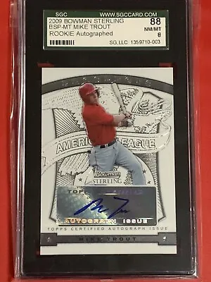 2009 Bowman Sterling Prospects  Auto MIKE TROUT  RC Rookie  SGC 88 Autograph • $1995