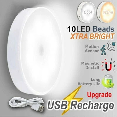 £4.99 • Buy LED PIR Motion Sensor Light USB Wireless Battery Wall Cabinet Stair Night Lamp