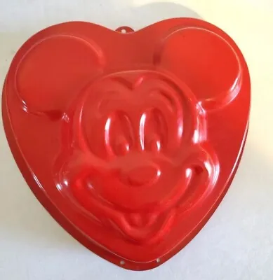 Vintage Disney Mickey Mouse Red Heart Teflon Non Stick Cake Pan Mold Valentines  • $19.99