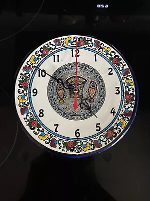 Clock From Israel - Art Vivid Colors Mosaic Themed Image Of Fish And Basket • $10