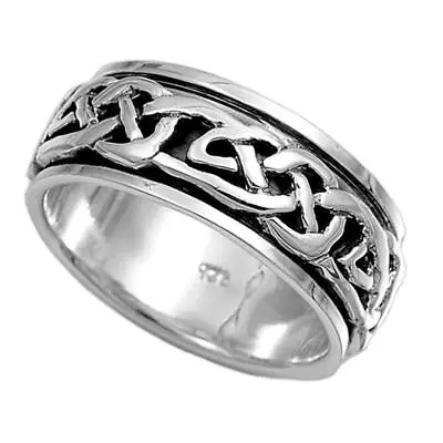 Sterling Silver Woman's Men's Celtic Knot Ring Wholesale Band 8mm Sizes 7-12 • $25.69