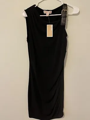 NWT Michael Kors Black MIDI Dress With Buckle Shoulder Accent • $29