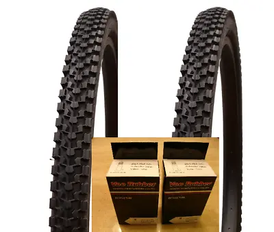 $59.99 • Buy Two (2) Vee Rubber 26x2.125 MTB Cruiser Bicycle Bike Tires V091 Black + 2 Tubes
