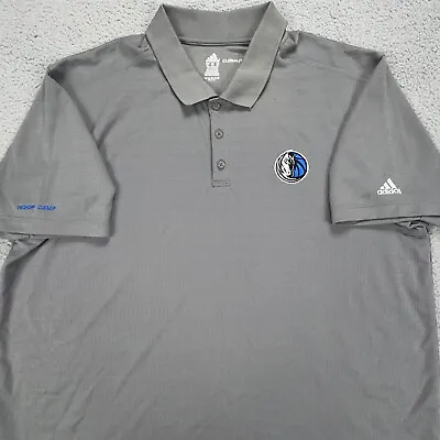 Dallas Mavericks Polo Shirt Adult 2XL Gray Adidas Logo Climalite Poly GOLF • $26.78