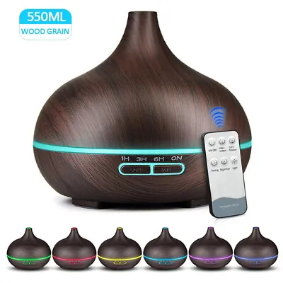 550ml Aromatherapy Diffuser Aroma Essential Oils Air Humidifier Wood Grain AU • $34.43