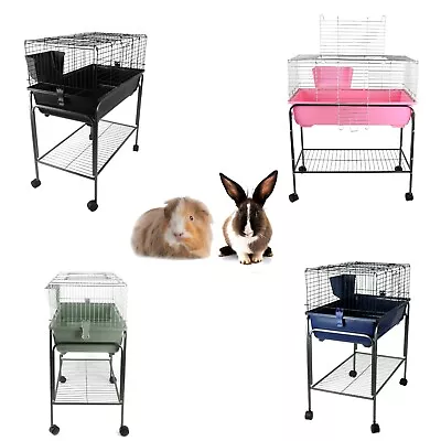 Indoor Rabbit Cage Guinea Pig Single 100cm Black Blue Silver Pink With Stand • £59.49