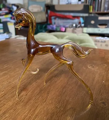 Vintage Murano Style Delicate Glass Horse Ornament - 4.5” X 4” • £12.50