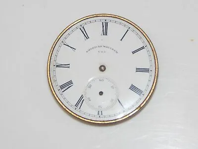 VINTAGE POCKET WATCH AMERICAN WALTHAM USA D=41mm MOVEMENT DIAL FOR PARTS • £29.47