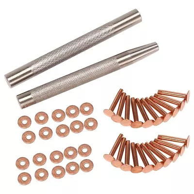 20Pack Copper Rivets And Burrs (14mm And 19mm) With 2Pcs Punch Tool For S • $17.57