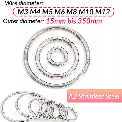 A2 Stainless Steel Metal Round O Ring Welded Polished OD 15-350mm M3 M4 M5 - M12 • $3.05