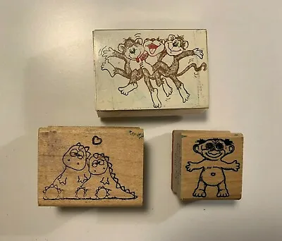 Stampendous Monkey Stamp Laughing Dancing Inkadinkado Troll Dinosaur Stamper Lot • $14.99