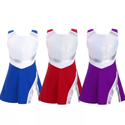 UK Kids Girls Cheer Leader Uniform Outfits Gymnastics Dance Dress With Shorts • £5.42