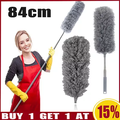 Extendable Handle Microfiber Feather Duster Cleaning Brush Clean Cobweb Remover • £3.64