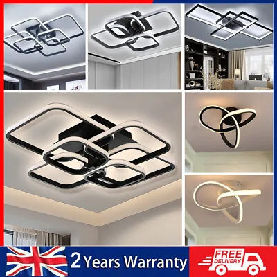 LED Modern Chandelier Lamp Black Frame Ceiling Light Living Room Pendant Lights • £39.99