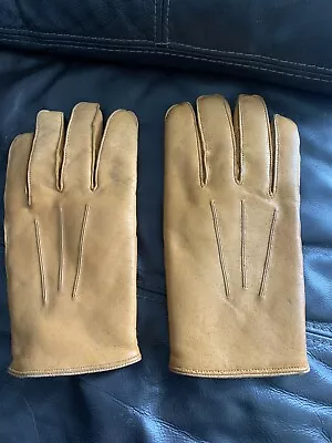 Dunn & Co Mens TAN Leather Gloves Size 9.5 Vintage Motoring Gloves Lined Gloves • £24.99