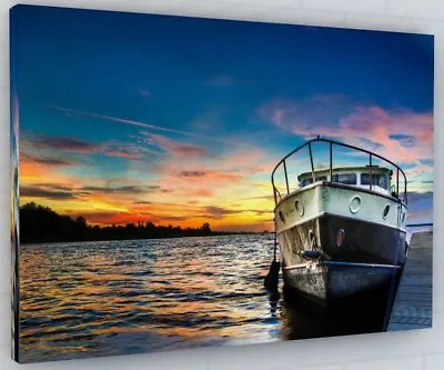 £38.86 • Buy  Sunset Beach Sea Clouds Canvas Picture Print Wall Art Chunky Frame 