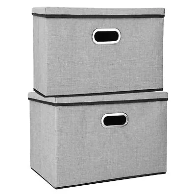 2 Pack  Foldable Storage Box With Lids 45x30x30cm Large Collapsible Storage Cube • £19.29