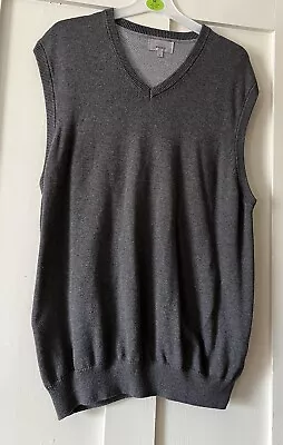 M&S Collection Grey Cotton Knit V Neck Sleeveless Jumper Large 41/43  Chest • £9.99