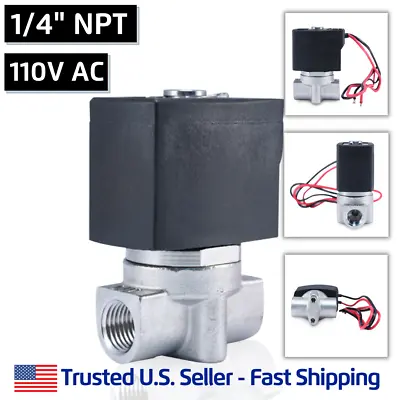 1/4  SS 110V AC Stainless Steel Electric Solenoid Valve Water Gas 110 120 Volt • $33.50