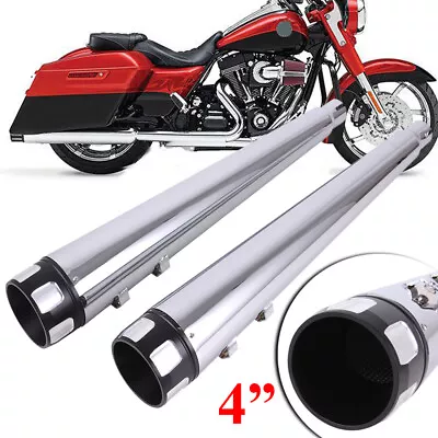 DNA 4  Chrome Megaphone Exhaust Pipes Slip-On Mufflers For 95-16 Harley Touring • $155.99