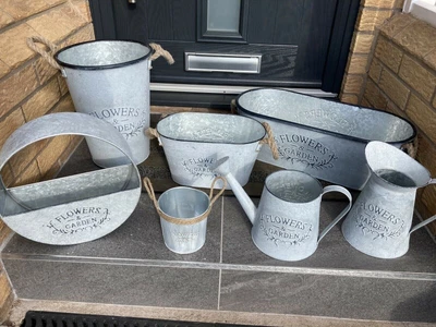 £7.98 • Buy Galvanised Garden Pots Brand New