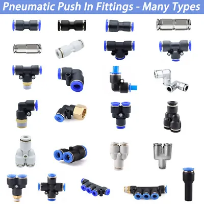 Pneumatic Push In Fittings Straight PG Connectors For Air Water Hose Many Types • $63.58