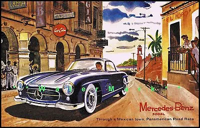 Mercedes Benz 300SL Panamericana Road Races Vintage Poster Print German Car Ad • $21.58