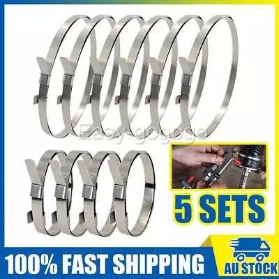 5 Sets CV Boot Clips Kit Stainless Steel Axle CV Joint Crimp Clamp Universal NEW • $9.45
