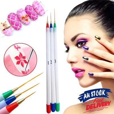 3pcs Painting Acrylic UV Liner Striping Nail Art Drawing Brush Pen Gel Tips • $5.95