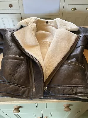 Sheep Skin Leather Jacket Aviator RAF Pilot Flying Coat Winter Classic Car Bike • £125