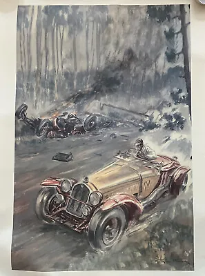 Crash At Le Mans -24hrs Rare Geo Ham Vintage High Quality Print 1950's- • £11.95