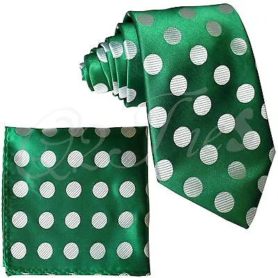 Men's Self Tie Neck Ties And Pocket Square Set BIG STRIPES POLKA DOT Prom Formal • $13.89