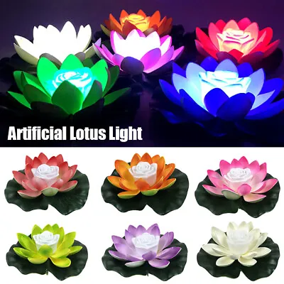 4x Floating LED Solar Powered Lotus Lights Garden Pond Pool Landscape Lamps Uk • £5.39