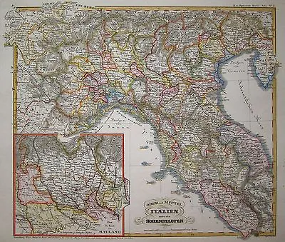 Upper And Middle Italy Among The Hohenstaufen - Spruner Von Merz - Original 1850 • $94.74