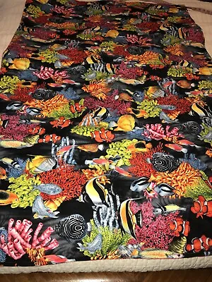 $32 • Buy Handmade Tropical Fish Ocean Reef Fish Lap Blanket Crib Toddler Adult Never Used