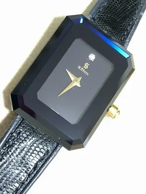 H STERN Watch SAFIRA Yellow Gold Stainless Sapphire Diamond Square SEIKOBAND SA1 • $940