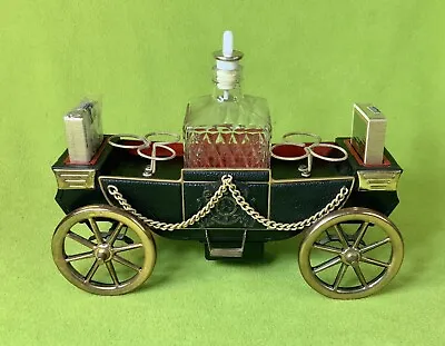 Vintage Metal Car Music Box Decanter Bar Barware W/Bottle & Cards Japan…VIDEO • $59.95