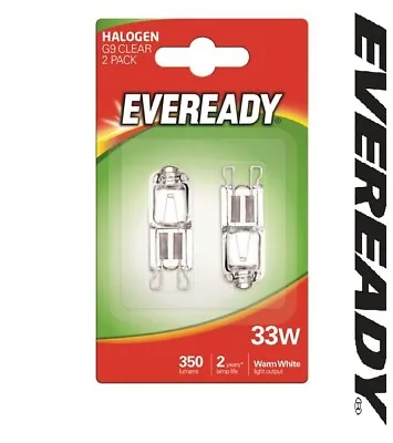 2x Eco Halogen Capsule 2 Pin Lamp - Bulb 33w G9 Pack Of 2 Warm White Dimmable • £1.99