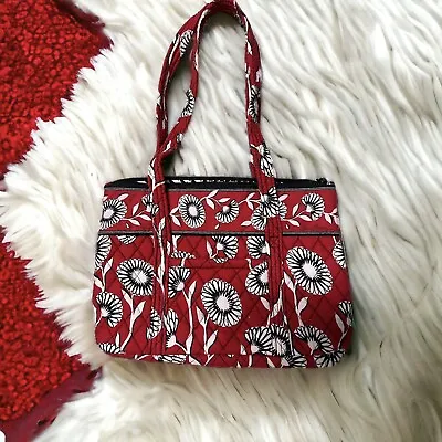 Vera Bradley Deco Daisy Little Betsy Shoulder Bag Purse Tote Red Quilted Flowers • $19.99
