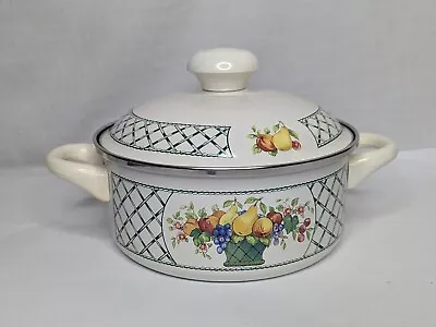 Villeroy & Boch BASKET Pattern Metal Enamel 2.5 Quart Stew Pot 8 1/4  VG Cond. • $40