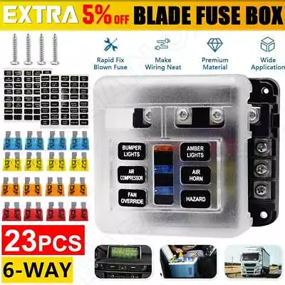 Blade Fuse Box Block 6 Way 12V 32V Holder LED Indicator Car Auto Boat Marine AU • $13.45