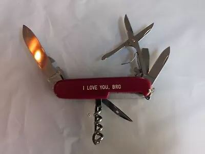 Victorinox Swiss Army Knife Officer Suisse Issue RARE   I LOVE YOU BRO  • $45