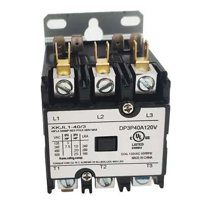 $27.99 • Buy Contactor Definite Purpose 40A 3Pole 120V AC Coil FLA Air Conditioning Contactor