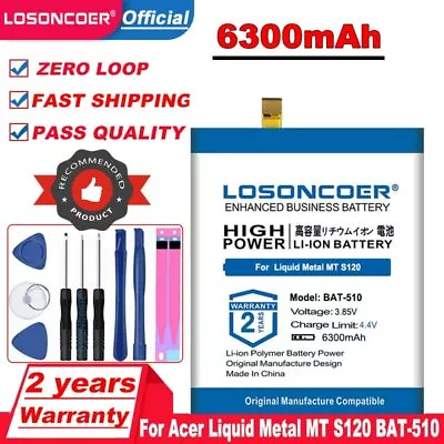 LOSONCOER 6300mAh BAT-510 Battery For Acer Liquid Metal MT S120 BAT-510 (1/CP6/6 • $23.58