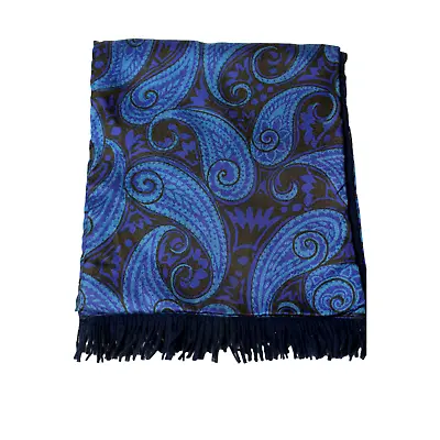 Radley Tootal British Blue Paisley Wool Backed Vintage Scarf • £55